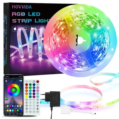 Produktbild von HOVVIDA LED Strip 5m, 30 LEDs/Meter, 1x5m, 150 LED, RGB LED Streifen, APP und Fe