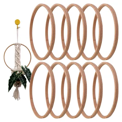 Produktbild von Makramee-Ringe für Traumfänger | Set mit 10 Holzringen - Wiederverwendbares Bastelzubehör für Zuhause, Studio und Reisen