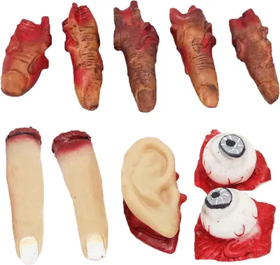 Productafbeelding van Nephanden - Set van 10 - Halloween - Horrorgraken - Bloedige inrichting - Realistische vingers - Grappen