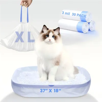 Productafbeelding van Jumbo kattenbakzakken - Lekvrije liners met trekkoord, 30 stuks
