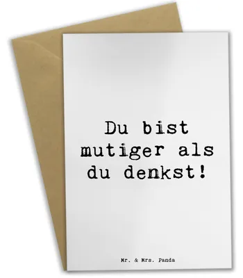 Produktbild von Mr. & Mrs. Panda Glückwunschkarte Spruch Alleine schlafen lernen Mutiger als gedacht - Weiß - Geschenk, Mutmacher, einladungskarten, hochzeitskarten, Inspiration, Trost