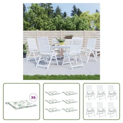 Produktbild von The Living Store Stuhlkissen 6 Stk. Blattmuster 40x40x3 cm Stoff