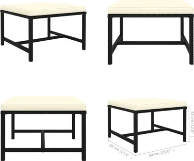 Produktbild von vidaXL Modular Fußhocker mit Kissen Schwarz Poly Rattan - Fußhocker - Fußbank - Fußbänke - Fußstütze