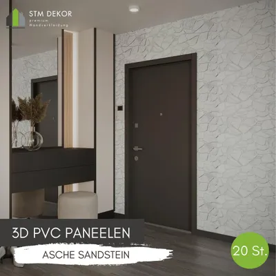 Produktbild von 3D-Wandpaneele PVC | Steinoptik | Asche Sandstein - 20 Platten - 10 m² | Für Wohnzimmer, Küche & Bad | Einfache DIY-Montage
