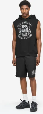 Immagine prodotto di Set felpa senza maniche con cappuccio e pantaloncini da uomo regular fit SHOTLEY Nero/Grigio XL Lonsdale