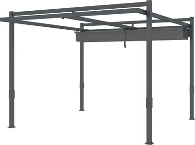 Produktbild von Verstellbarer Aluminium Pergola Pavillon 3,5x3m Winterfest Grau Schiebedach Sonnenschutz Garten