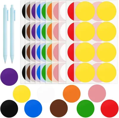 Imagen del producto de Etiquetas adhesivas redondas, de 5 cm de diámetro, 400 unidades, de papel, en 10 colores, para etiquetar