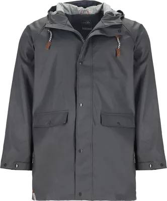 Produktbild von FRIESEN Friesennerz Herren Regenjacke "Kein Wasser, Mann!" II mit Innenfutter - Regenmantel Outdoor Jacke mit Kapuze wasserdicht und waschbar in Anthrazit Größe 4XL