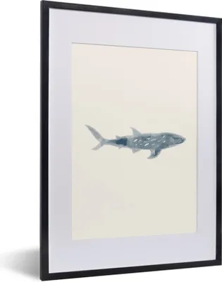 Produktbild von MuchoWow® MuchoWow® Gerahmtes Poster Meerestiere - Meer - Wasserfarben 30x40 cm - Poster mit zchwarzem Bilderrahmen - Wandposter Schlafzimmer