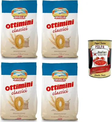 Produktbild von Divella Biscotti Ottimini Classici Klassische Optimini-Kekse 4x400gr +Italian Gourmet polpa 400g