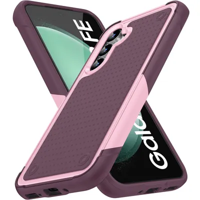 Obrázek produktu pro Pouzdro pro Samsung Galaxy S23 FE, vojenská kvalita, nárazuvzdorné hybridní 2v1 tvrdý PC a měkký TPU pouzdro Růžový červené