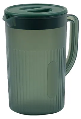 Immagine prodotto di Brocca in plastica con coperchio, di grande capacità, resistente alle alte temperature, ideale per acqua fredda, succhi e tè, di colore verde scuro