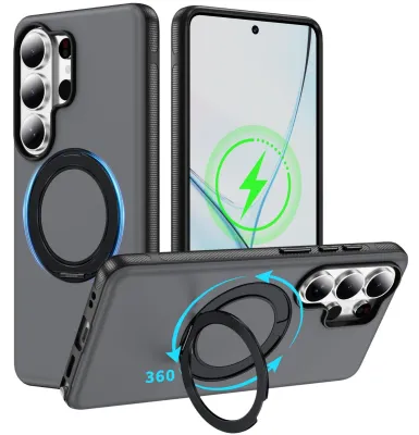 Image de Coque pour Samsung Galaxy S26 Ultra - Étui 360° avec support magnétique - Noir
