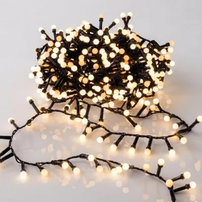 Produktbild von LED Lichterkette 10 m mit 500 mini Kugeln mit Timer - warm weiß - Kugellichterkette mit Stecker für Außen und Innen mit 8 Funktionen