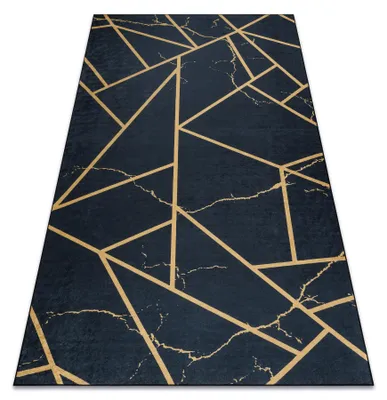 Image de Tapis lavable ANDRE 1222 Marbre, géométrique antidérapant - noir noir 120x170 cm