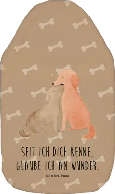 Produktbild von Mr. & Mrs. Panda Wärmflasche Hunde Liebe - Hundeglück - Geschenk, Vertrauen, Bettflasche, Herz, Wärmekissen, Kuscheln, Optimitisch, Sprüche, Hund, Bettflaschen, gummi