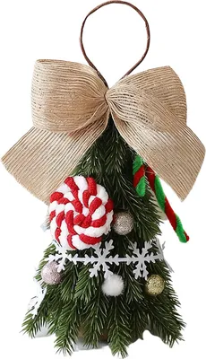 Produktbild von Weihnachtsbaumschmuck: Kleiner künstlicher Tannenbaum mit Schleife zum Aufhängen – ideal für Silvester, Weihnachten, Partys und als Heimdekoration.