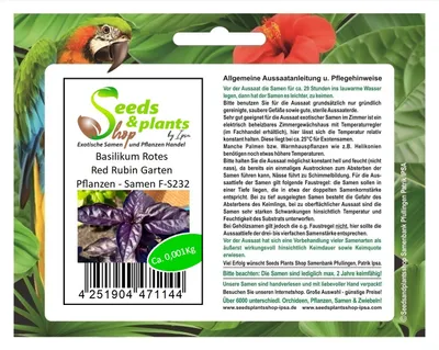 Produktbild von 1 g Basilikum Rotes Red Rubin Garten Pflanzen - Samen F-S232