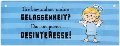 Produktbild von Engel Metallschild mit Spruch - Meine Gelassenheit ist Desinteresse