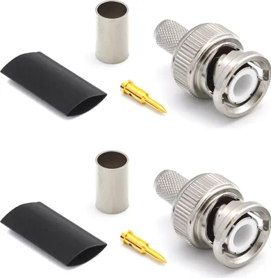 Produktbild von BNC Stecker LMR240 LMR-240 RG59U RG8X RG-8X HF-Koaxialkabelstecker vernickelt mit vergoldetem Stift (2er-Pack)