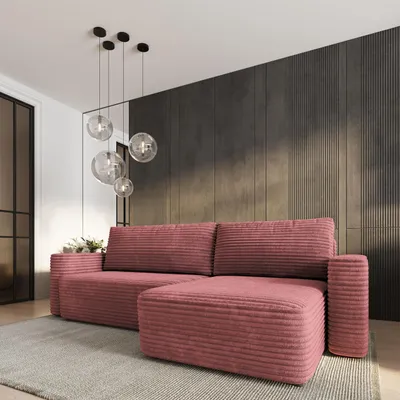Produktbild von Masseno Ecksofa TELIN mit Schlaffunktion L-Form, Sofa mit Bettkasten, Wohnzimmersofa, Couch, Soffa, Bettsofa, Couchgarnitur- Rosa, TILIA 62