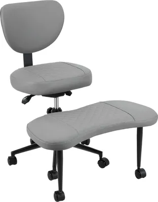 Produktbild von Yogastuhl, Meditationsstuhl mit ergonomischer Rückenlehne, Bürostuhl mit Kreuzbeinen und Rollen, Kniestuhl für Yoga zu Hause, höhenverstellbar, Lendenwirbelstütze
