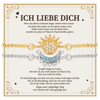 Produktbild von Partner Armbänder Partner Armband Damen 2er Sonne Mond Paar Armbänder Set