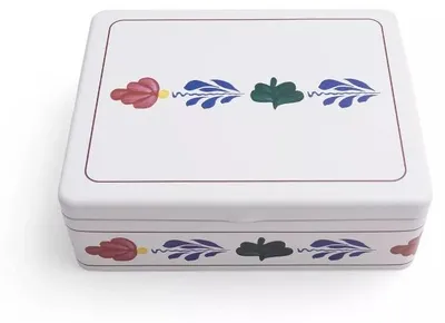 Productafbeelding van Boerenbont Theeblik Thee bewaardoos met 6 vakken 16 x 20 cm