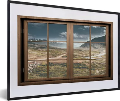 Produktbild von MuchoWow® MuchoWow® Gerahmtes Poster Aussicht - Berg - Weg 60x40 cm - Poster mit zchwarzem Bilderrahmen - Schlafzimmer - Plakat in Rahmen - Drucken
