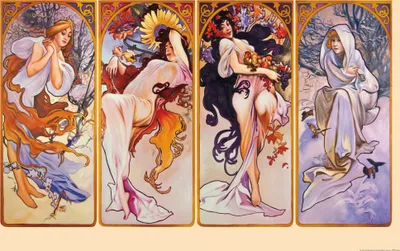 Obrázek produktu pro Alfons Mucha umělecký obraz - Čtvero ročních období, 1896 (80 x 120 cm)
