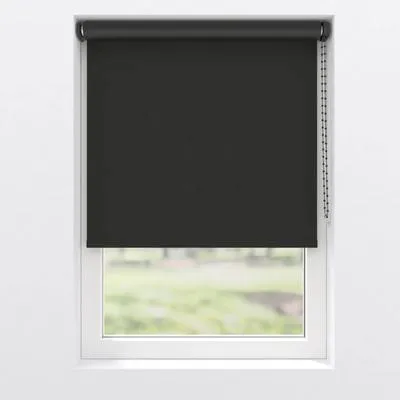 Produktbild von SOLUNA Verdunkelungsrollo colormatch V46 schwarz mit farblich abgestimmter Mechanik und Rückseite 150x190 cm inkl. Klemm