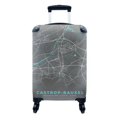 Produktbild von MuchoWow® Koffer Handgepäck Trolley Rollkoffer Kleine Reisekoffer mit 4 Rollen - Castrop Rauxel - Stadtplan - Blau - Karte - Deutschland - Cabin Size < 55x40x23 cm & 55x40x20 cm - Fotokoffer - Kabinenkoffer - Boardgepäck - Reise-Box - Reisekoffer - Reisegepäck - Koffer mit Bild - Trolley für Kinder