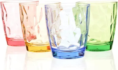 Immagine prodotto di Quattro bicchieri da bevanda in plastica resistente agli urti, capacità 300 ml, colorati, adatti a bambini e per l'uso all'aperto