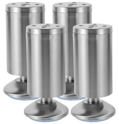 Immagine prodotto di Piedini regolabili per mobili - Set di 4 piedini per mobili - Piedini in acciaio inossidabile per armadi - Piedini per cucina - Robusti e resistenti - 50 x 120 mm - Piedini per mobili