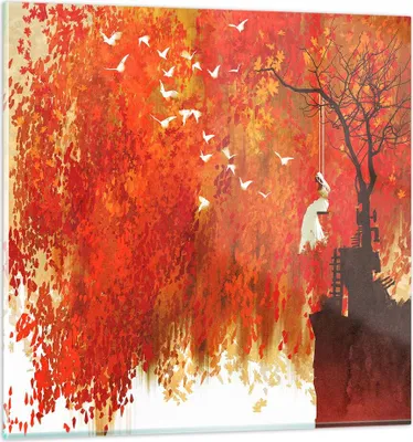Produktbild von Bilder auf glas - Frau Abstraktion - 70x70cm - Glasbilder - Wandbilder - Kunstdruck - zum Aufhängen bereit - Wanddekoration aus Glas - Glas Bilder - Wandbild auf Glas - Einteilig - GAC70x70-3836