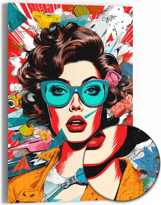 Produktbild von DEQOART Hybrid Leinwand Bild 60x90 cm 'Retro Glamour' Wandbild Glas flach modern