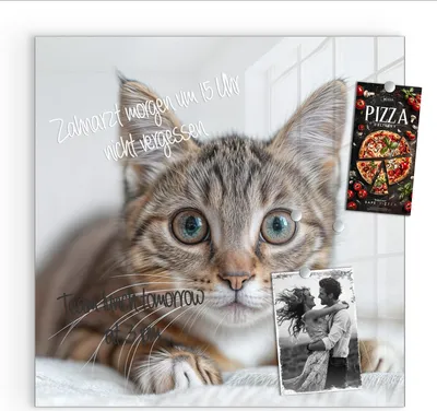 Produktbild von Magnettafel 30x30cm Pinnwand Whiteboard beschreibbar - Süße Kleine Katze