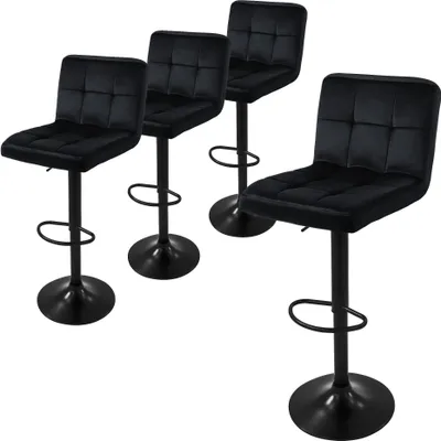 Produktbild von ML-Design 4er Set Barhocker Tresenhocker 360° drehbar, Gepolsterter Barstuhl mit Rückenlehne und Fußstütze, 63-83 cm