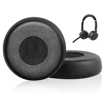 Produktbild von Ersatz Ohrpolster für Jabra Evolve 75 (2 Stück), Memory Foam & Protein Leder, weich & atmungsaktiv, einfache Montage, verbesserter Klang