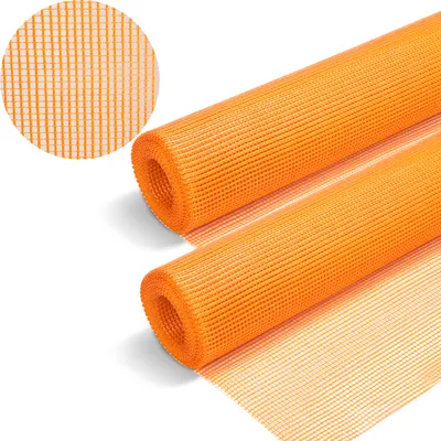 Immagine prodotto di Aopunly 2 rotoli di tessuto di rinforzo 160g/m² 4x4mm tessuto per intonaco tessuto in fibra di vetro arancione 100m²