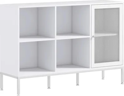 Obrázek produktu pro Kuchyňská linka - Skříňka - Mřížková dvířka - 4 otevřené přihrádky - Nastavitelná police - Melamin - 120 x 37 x 81,5 cm - Bílá