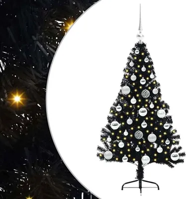 Produktbild von vidaXL Künstlicher vorbeleuchteter Weihnachtsbaum Schwarz 120 cm PVC