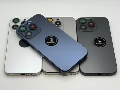 Produktbild von Gehäuse für iPhone 15 Pro Max Blau – Rahmen mit Rückseite Glas vormontiert inkl. Seitentasten