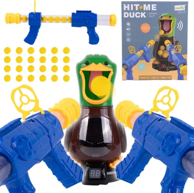 Produktbild von MalPlay Ente Zielschießen Arcade Set mit 2 Pistolen und Kugeln Soft Foam Balls Luftpumpenpistolen für Kinder ab 3 Jahren