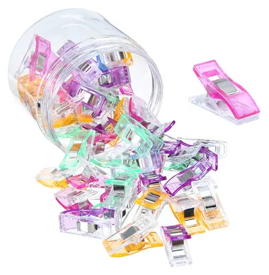 Nähclips 50er-Set, 9-farbig, 2,7 x 1,5 cm, Kunststoff/Metall, für Quilten
