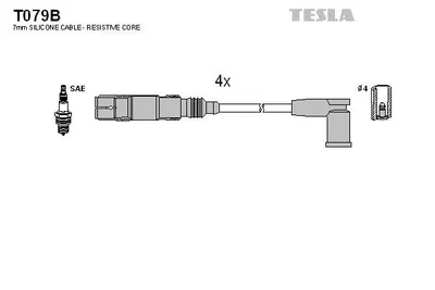 Zdjęcie produktu dla TESLA T079B Zestaw przewodów zapłonowych Zestaw przewodów zapłonowych do VW POLO (6N2) Polo Variant (6V5) do SEAT AROSA (6H)