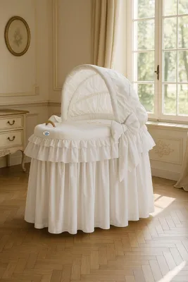 Obrázek produktu pro MY SWEET BABY Dětská postýlka Bílá Přírodní vlákno s Ručně tkaným košem a Matrací