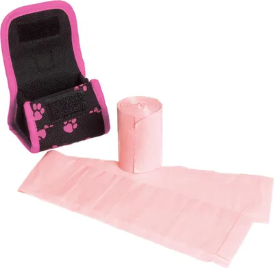 Produktbild von Karlie Kotbeuteltasche Easy Bag Inkl. 2 Rollen Nylon schwarz/rosa 5 x 7 cm