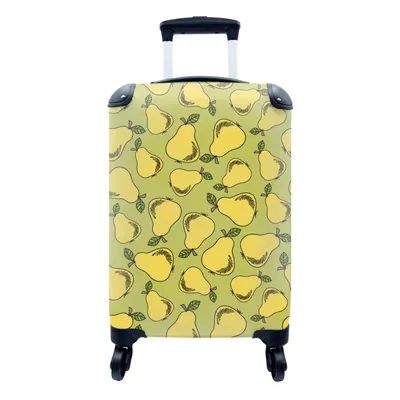 Produktbild von MuchoWow® Koffer Handgepäck Trolley Rollkoffer Kleine Reisekoffer mit 4 Rollen - Birne - Obst - Muster - Cabin Size < 55x40x23 cm & 55x40x20 cm - Fotokoffer - Kabinenkoffer - Boardgepäck - Reise-Box - Reisekoffer - Reisegepäck - Koffer mit Bild - Trolley für Kinder