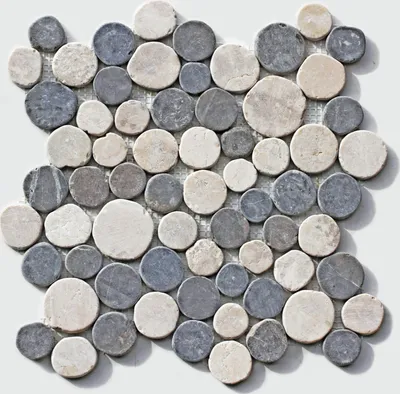 Produktbild von Rundes Marmor Steinmosaik 30x30x1cm auf Netz - Naturstein Unikat - für Bad, Boden, Innen- & Außenbereich - CO-006